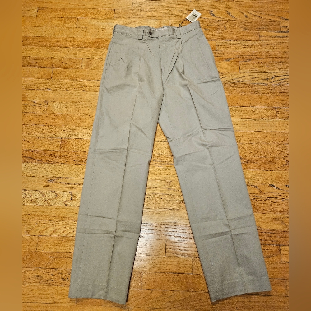New Vintage Joseph Abboud 100% Cotton Tan Pleated Golf Pants Size 34